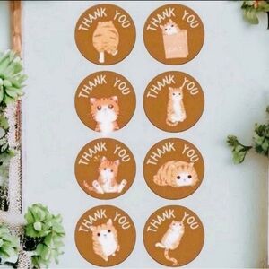 40 Small Cat Thank You Stickers! (Quarter Size)